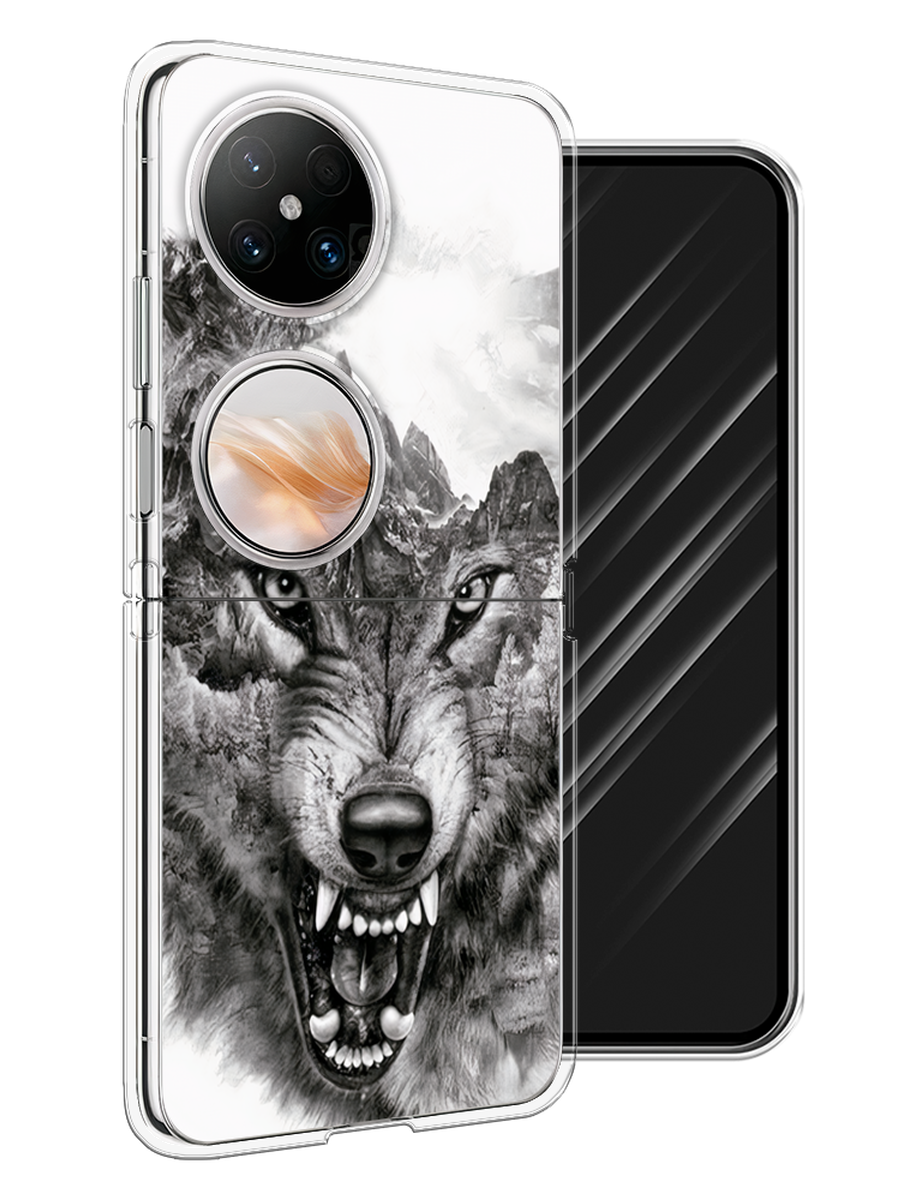 

Чехол Awog на Huawei Pocket 2 "Волк в горах", Серый;белый;бежевый, 6123850-1