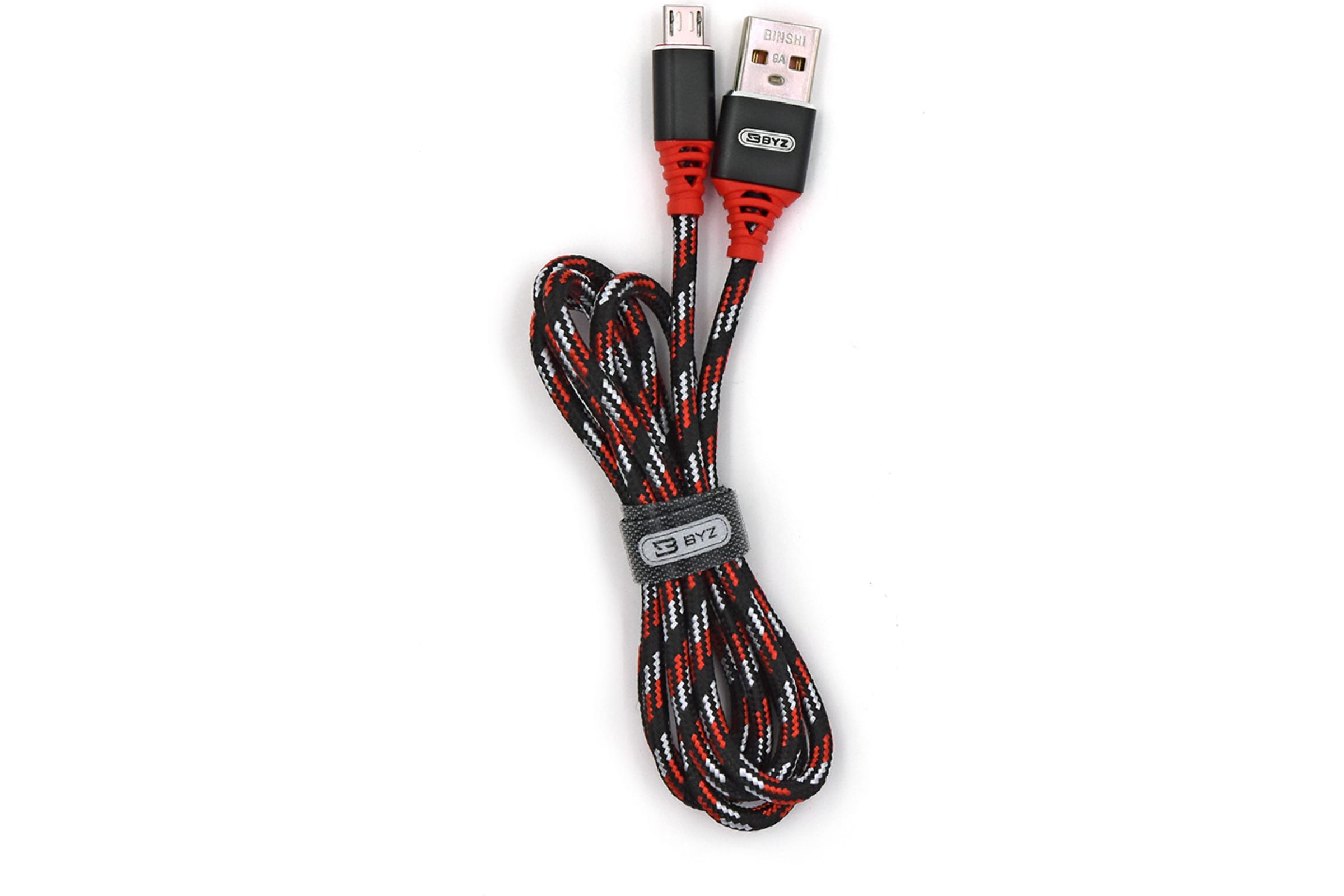 

USB-кабель AM-microBM BYZ 1 метр, 2.4A, тканевый, черно-красный, 23750-BL-690mBKR