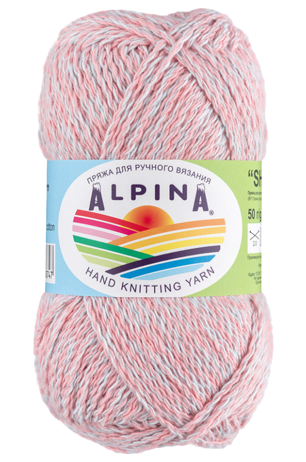 

Пряжа Alpina SHEBBY №08 коралловый-голубой 100% хлопок 10 х 50 гр, 150 м +/- 7 м