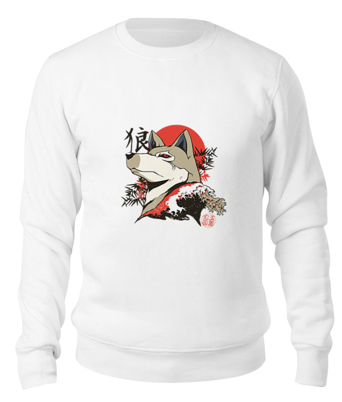 

Свитшот унисекс Printio Japanese wolf белый XL, Japanese wolf