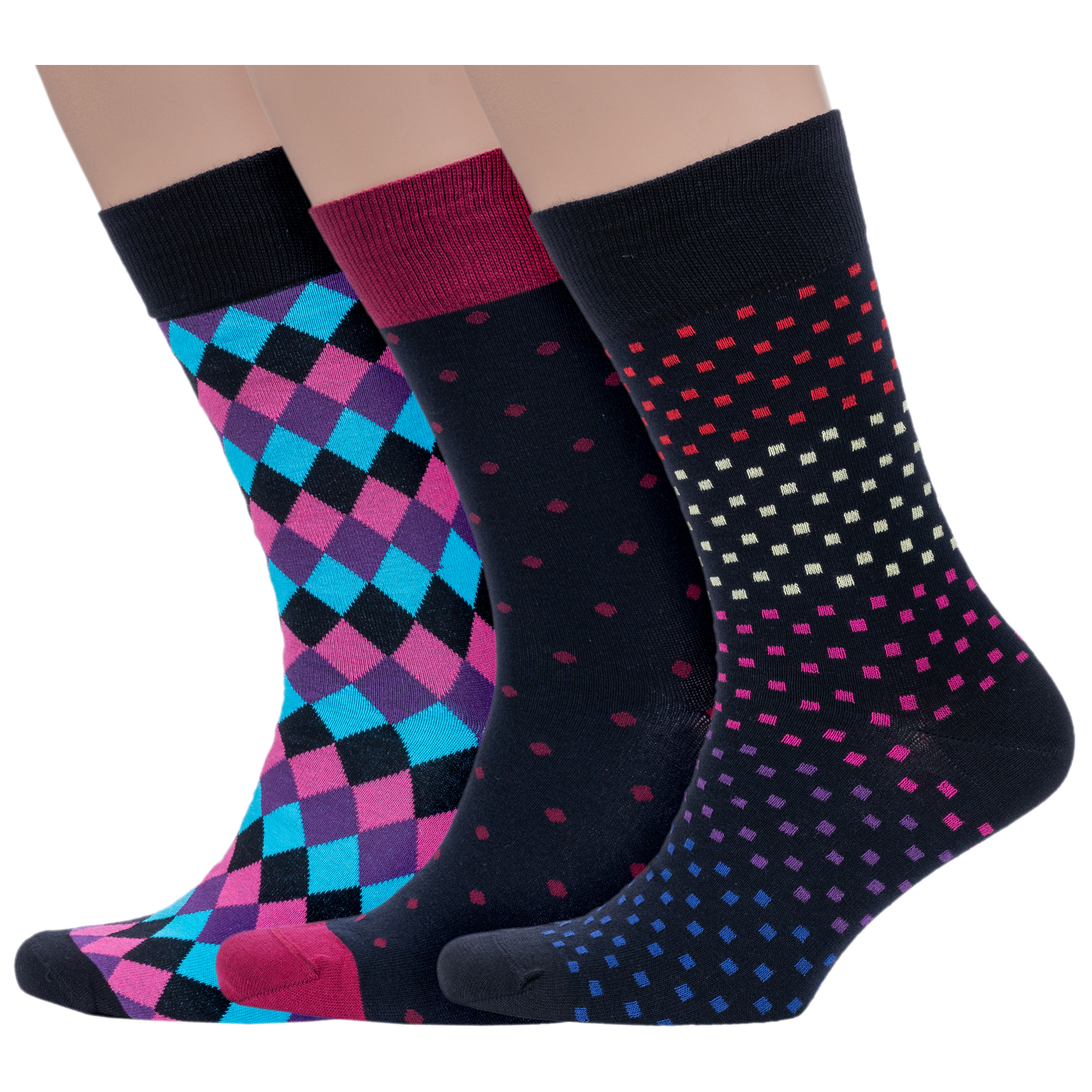 Комплект носков мужских Grinston socks 3-18D123 разноцветных 29