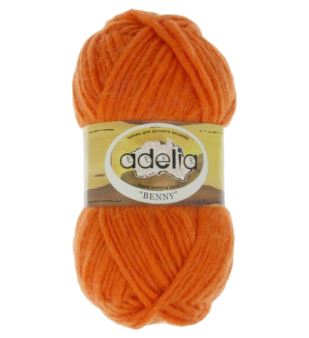 

Пряжа ADELIA BENNY №757 оранжевая 100% шерсть, 5 х 100 гр, 96 м +/- 5 м, Benny