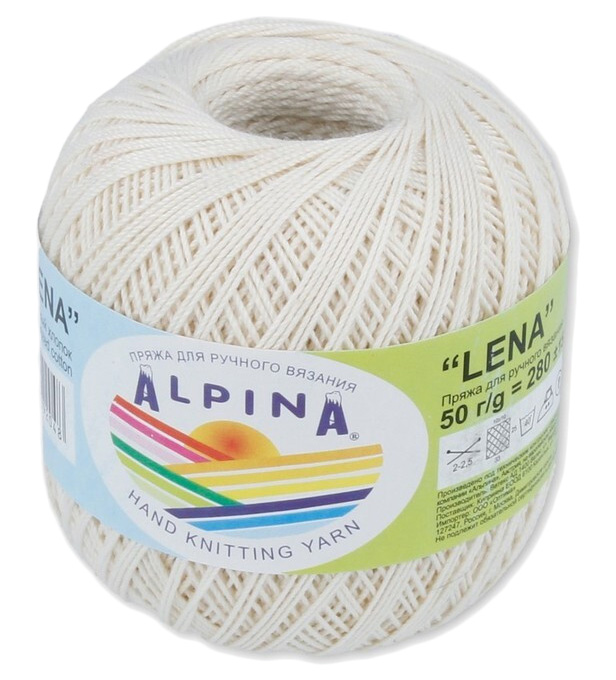 

Пряжа Alpina LENA №07 светло-бежевая 100% мерсеризованный хлопок 10х50 гр, 280 м +/- 15 м