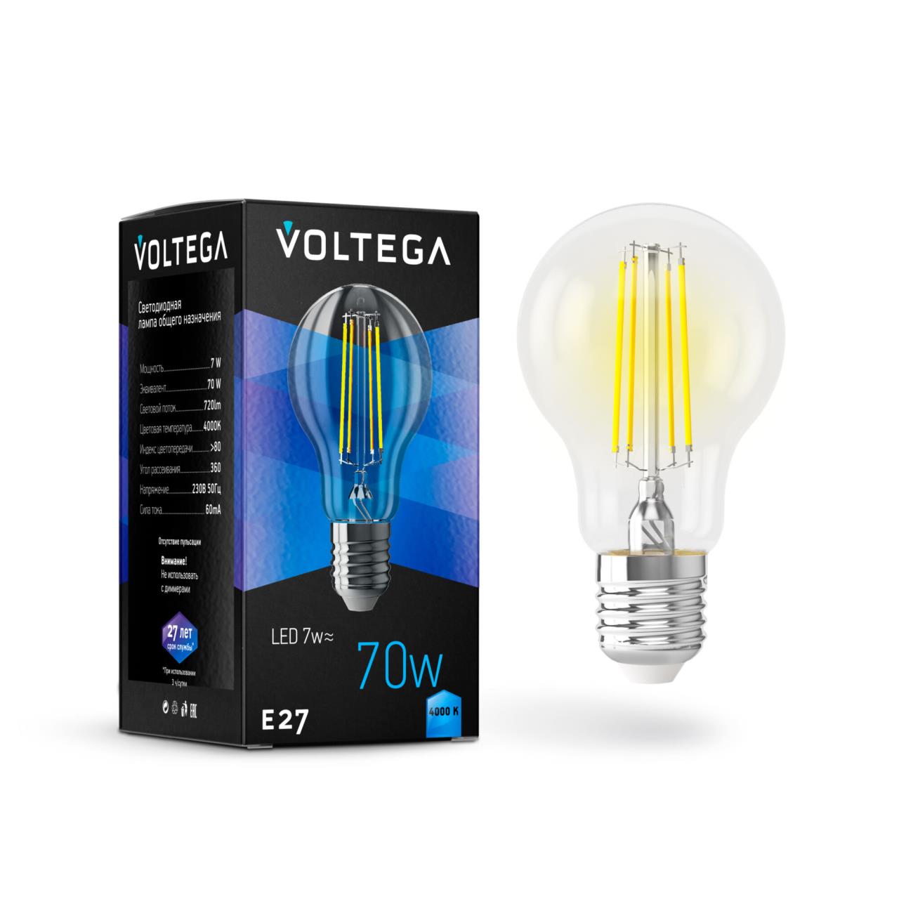 фото Лампочка светодиодная voltega general purpose bulb e27 7w, 7141, 7w, e27