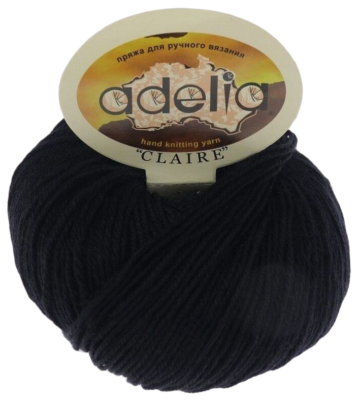

Пряжа ADELIA CLAIRE №622 черная 50% шерсть, 50% акрил, 10 х 50 гр, 138 м +/- 5 м