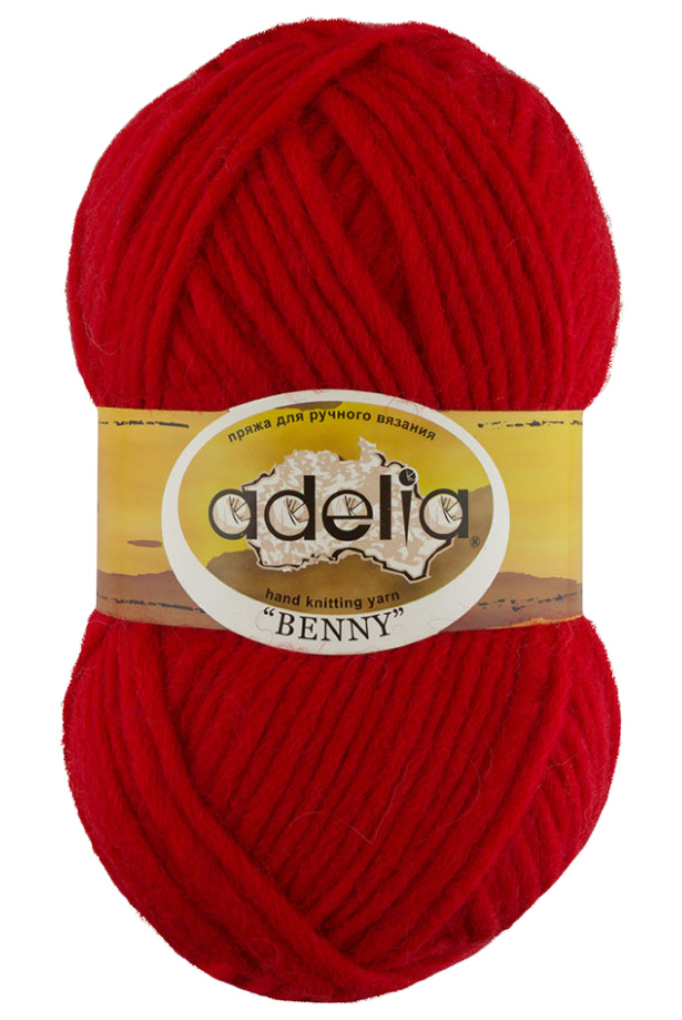 

Пряжа ADELIA BENNY №771 красная 100% шерсть, 5 х 100 гр, 96 м +/- 5 м, Benny
