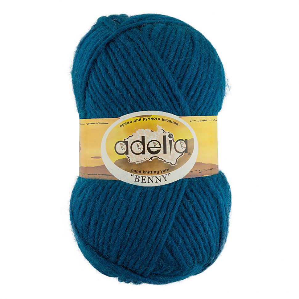 

Пряжа ADELIA BENNY №747 бирюзовая 100% шерсть, 5 х 100 гр, 96 м +/- 5 м, Benny
