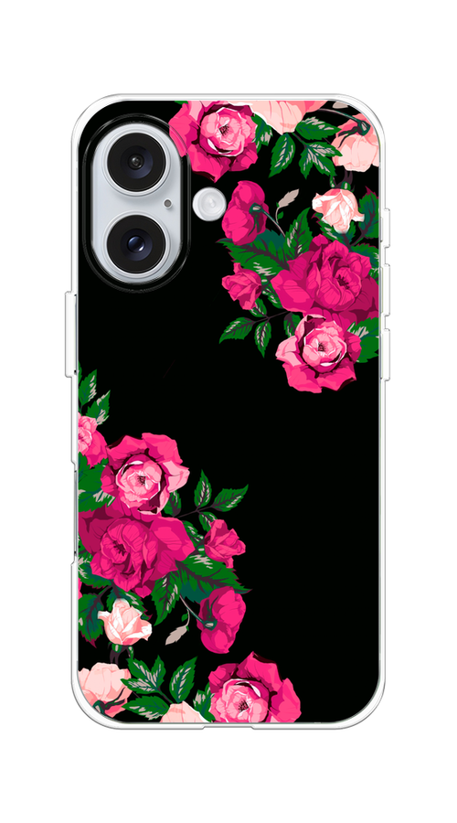 

Чехол на Apple iPhone 16 "Розы фуксия", Черный;розовый;зеленый, 16050-1