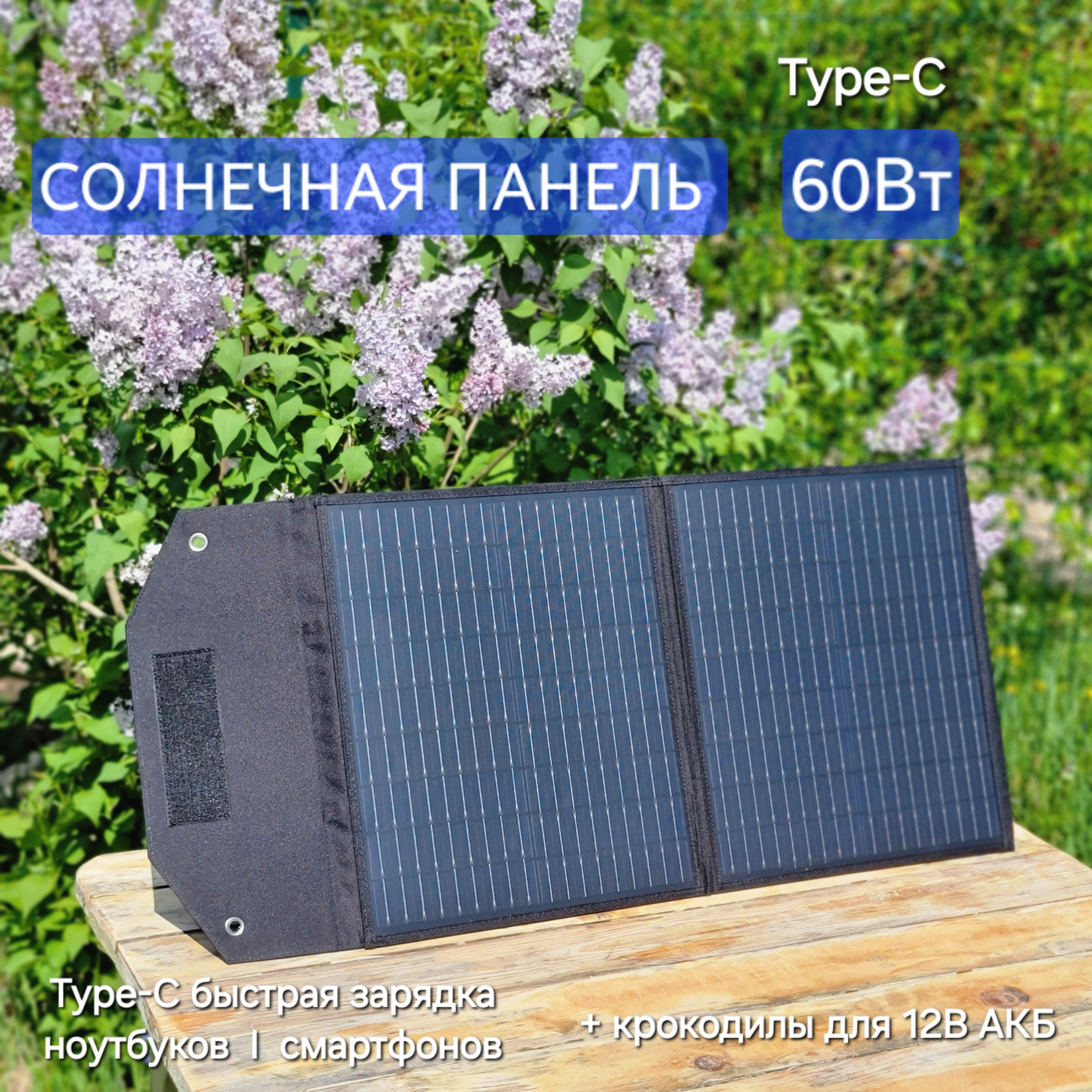 

Портативная солнечная панель FRD Энерджи 60Вт TypeC, Черный, 60Вт