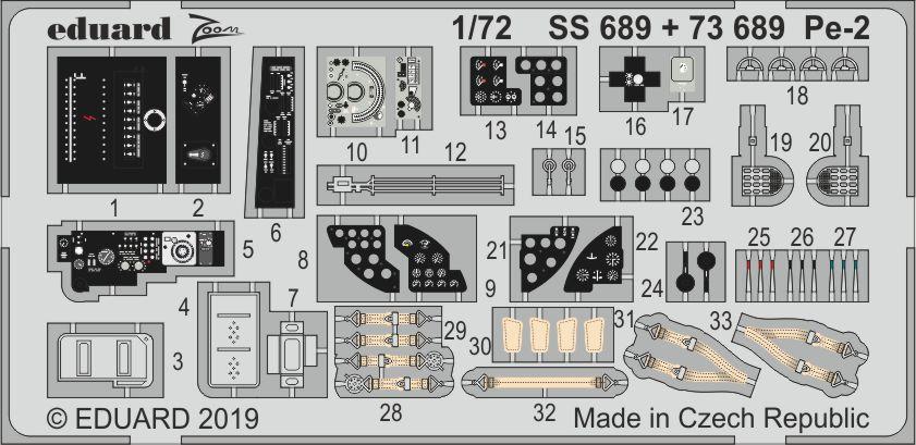

Фототравление Eduard SS689 Пе-2 1/72, Цветной