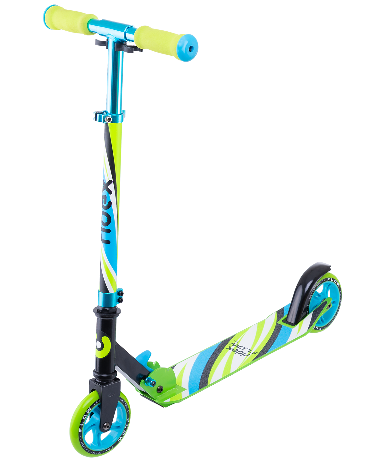 Ridex Самокат 2-колесный Flow 125 мм, голубой, зеленый