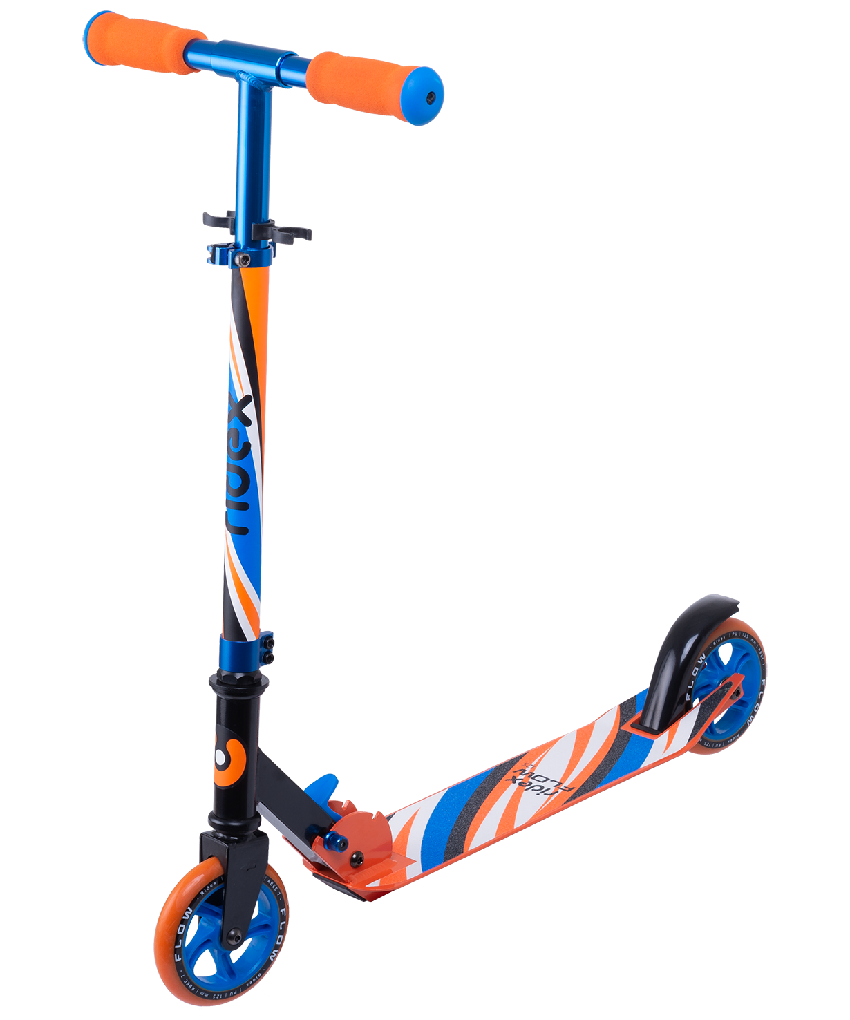 Ridex Самокат 2-колесный Flow 125 мм, синий, оранжевый