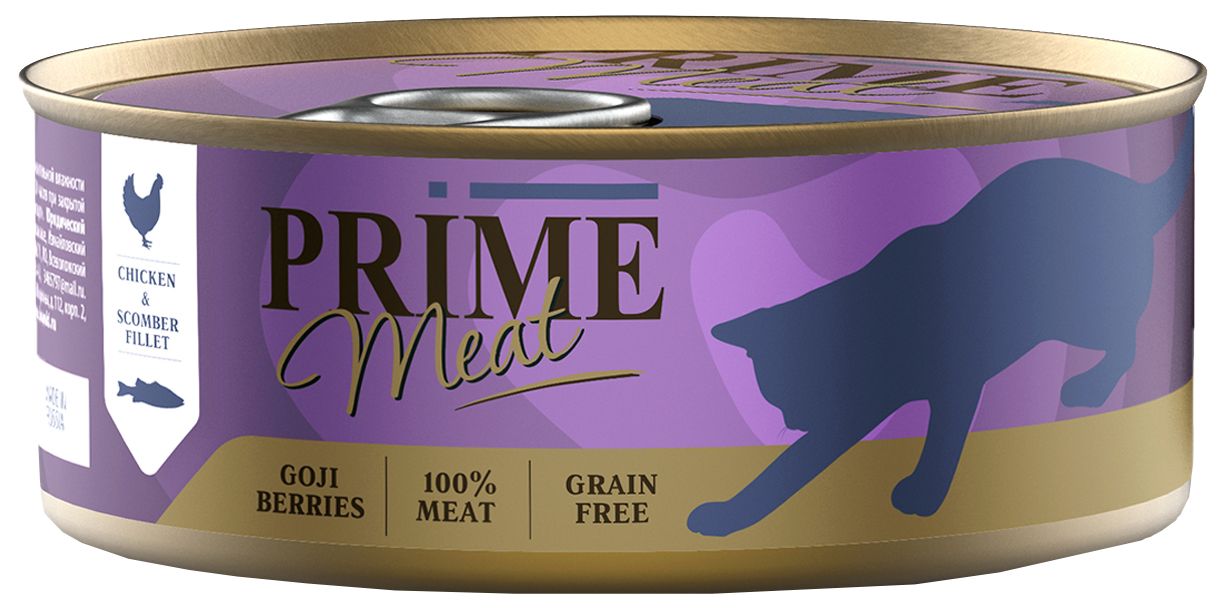 

Консервы для кошек Prime Adult Meat, курица со скумбрией в желе, 12шт по 100г, Adult