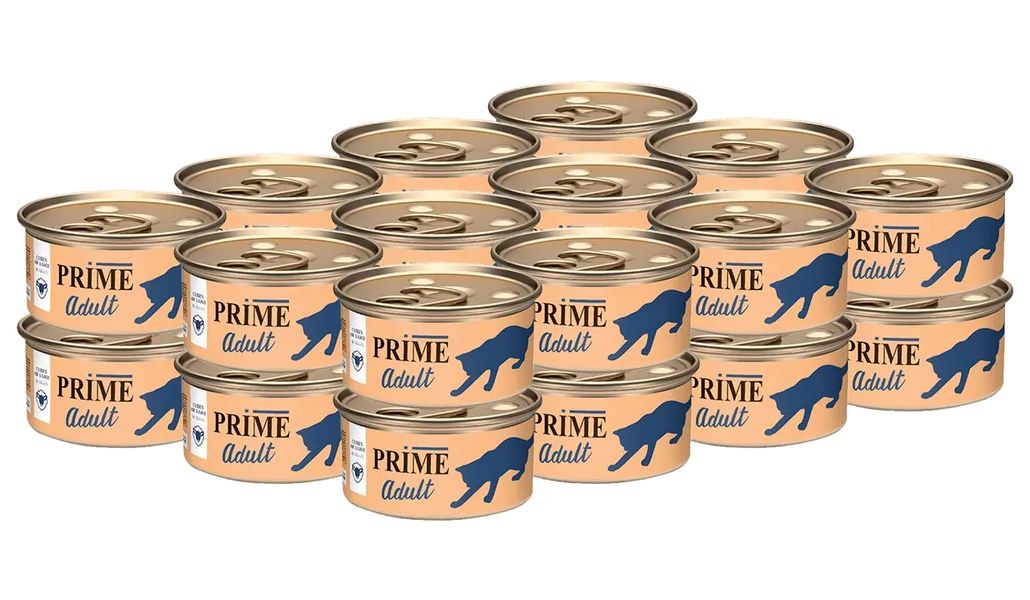 фото Влажный корм для взрослых кошек prime meat, ягненок в соусе, 24 шт по 75 гр