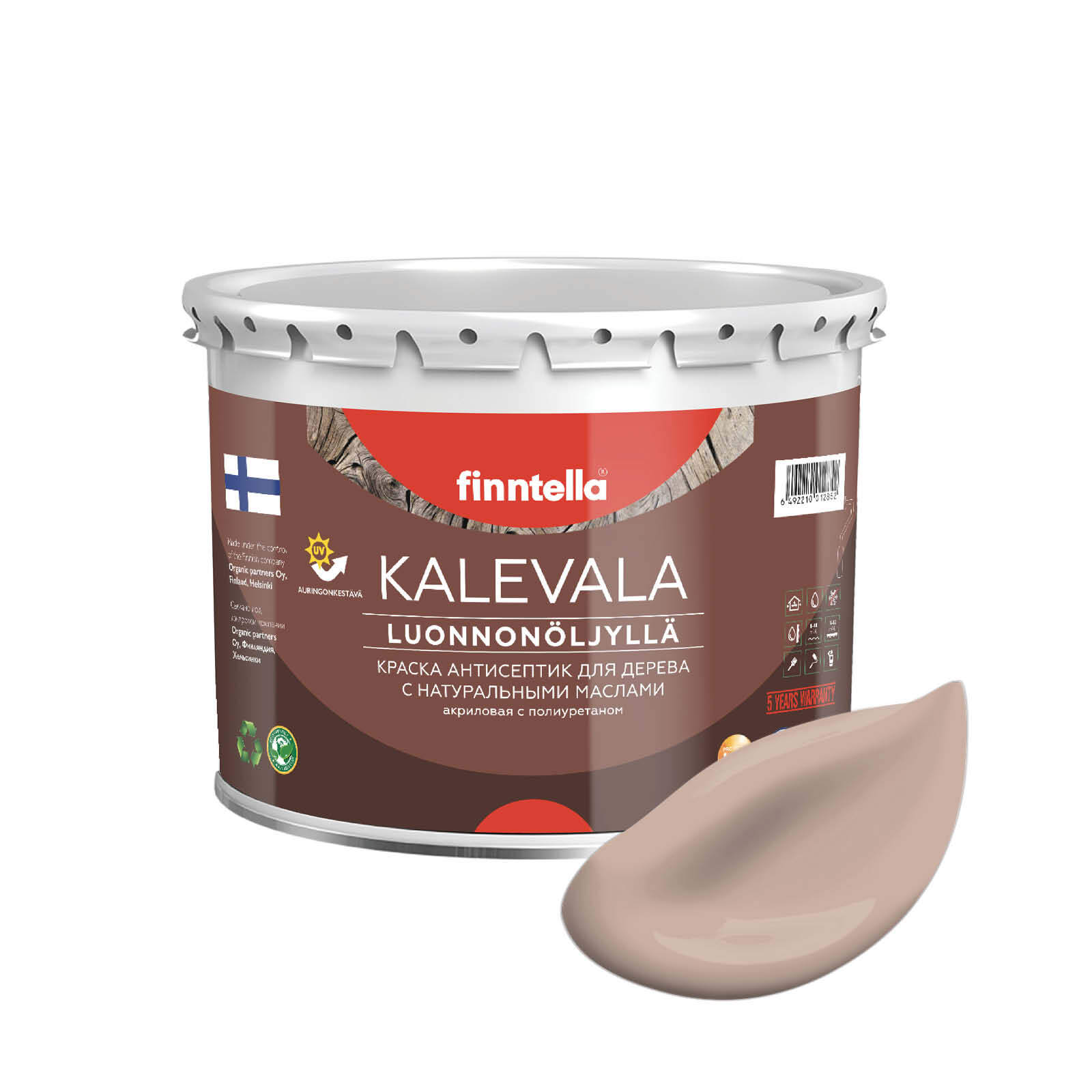 

Краска для дерева и деревянных фасадов FINNTELLA KALEVALA, с натуральным маслом и полиурет, Бежевый, KALEVALA NLC