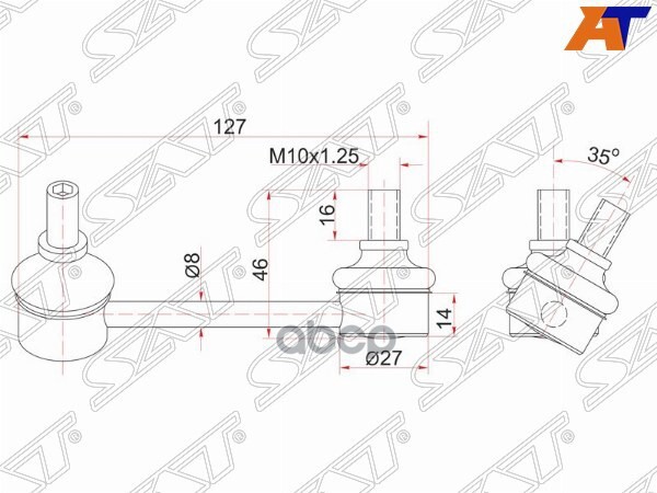 SAT ST4884021010 Тяга заднего стабилизатора TOYOTA Caldina/Avensis 2002- AZT24 , AZT25 LH