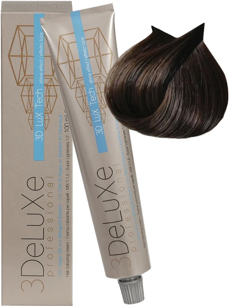 Крем-краска для волос 3deluxe professional 577средний интенсивный коричневый кашемир 100мл