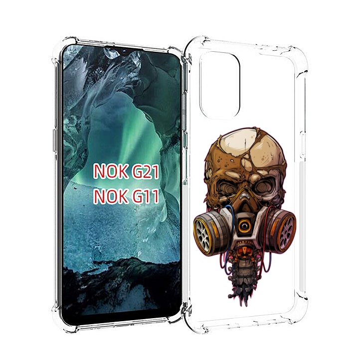 

Чехол Mypads Подробный Красочный Человеческий Череп С Противогазом Для Nokia G11/G21, Прозрачный, Tocco