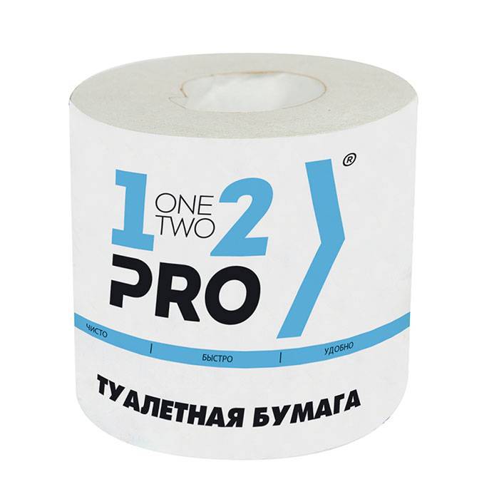 Бумага туалетная 1-2-Pro 1 сл рул 45 м белый втор сырье ТБB1-56