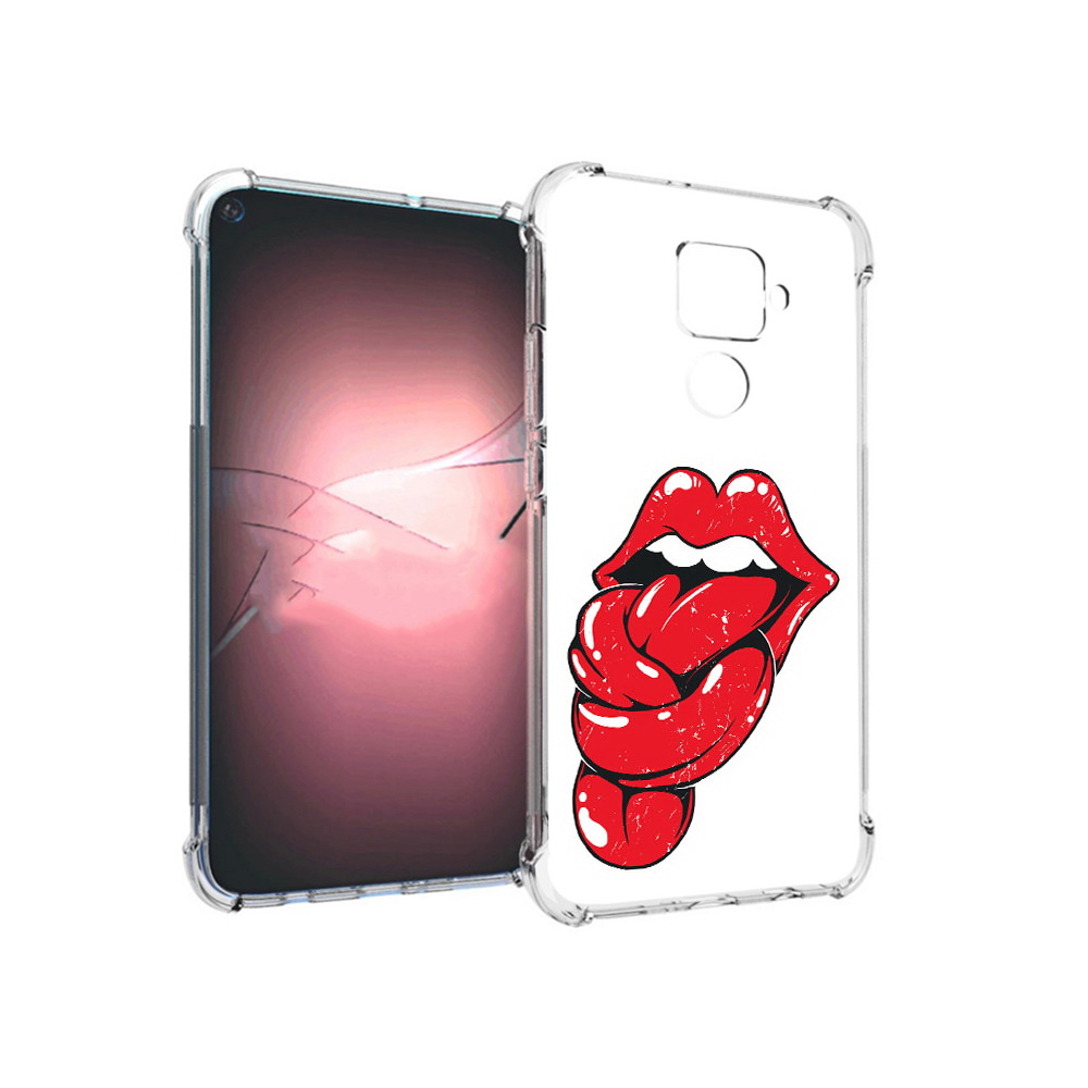 

Чехол MyPads Tocco для Huawei Nova 5i Pro яркие губы с языком, Прозрачный, Tocco