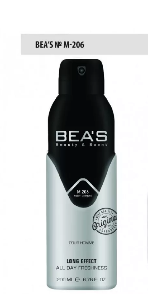Парфюмированный дезодорант Beas M206 For Mеn, 200 мл парфюмированный дезодорант beas m211 for mеn 200 мл
