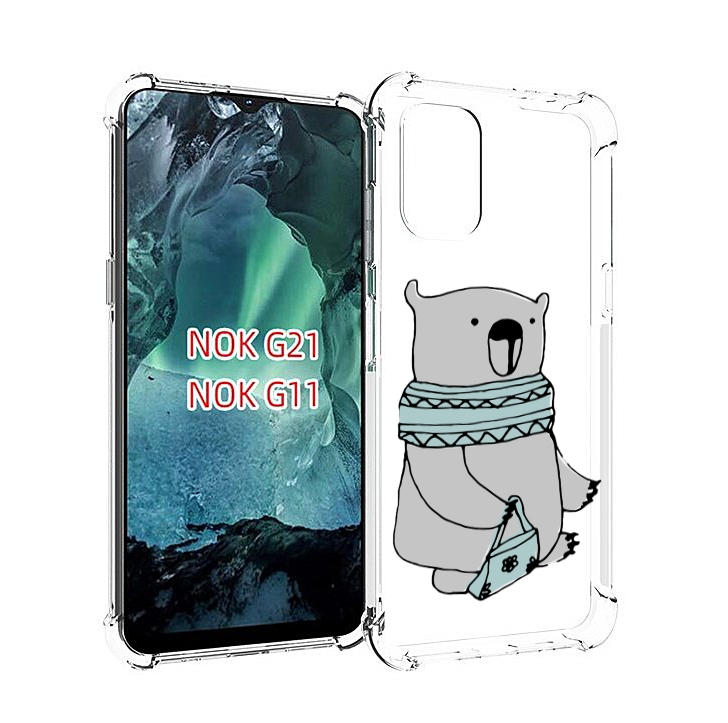 

Чехол Mypads Модный Медведь Для Nokia G11/G21, Прозрачный, Tocco
