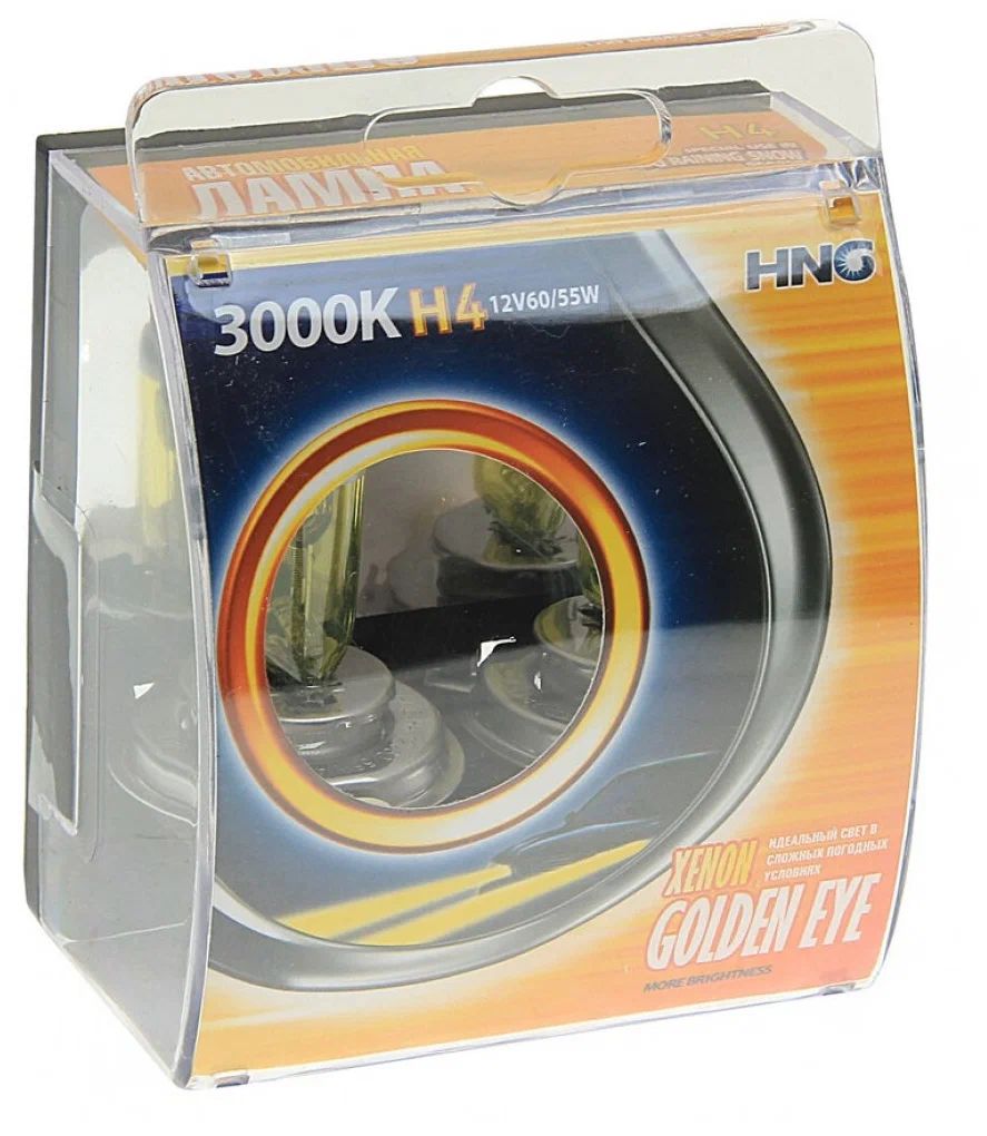 Лампа 12V H4 60/55W P43t 3000К бокс (2шт.) всесезонная Golden Eye HNG HNG арт. 12443GE2