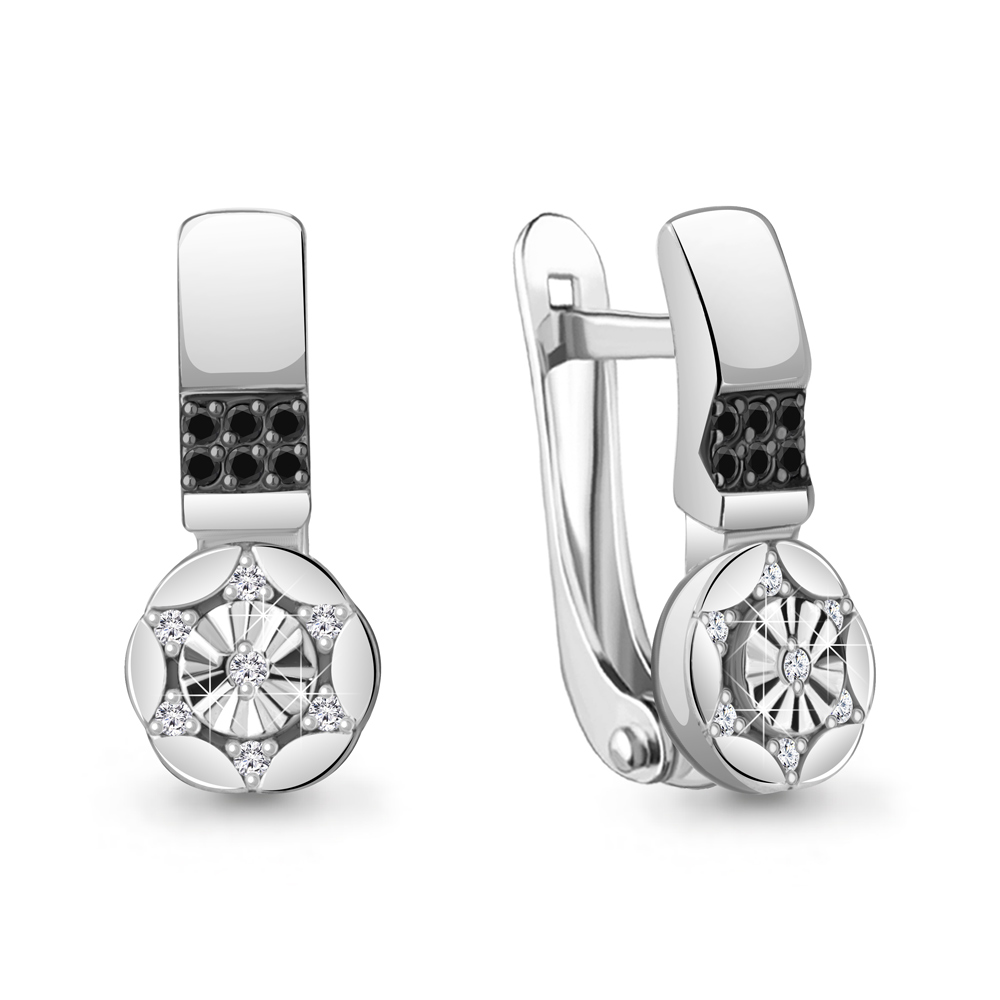 

Серьги из серебра с бриллиантом Aquamarine Aquamarine 040237Ч_925_р, 040237Ч_925_р