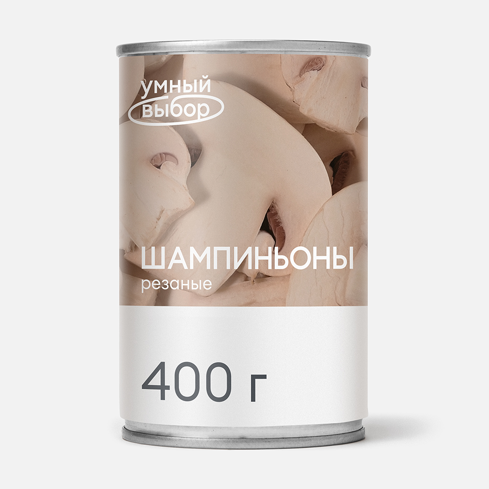 Шампиньоны Умный выбор резаные, 400 г