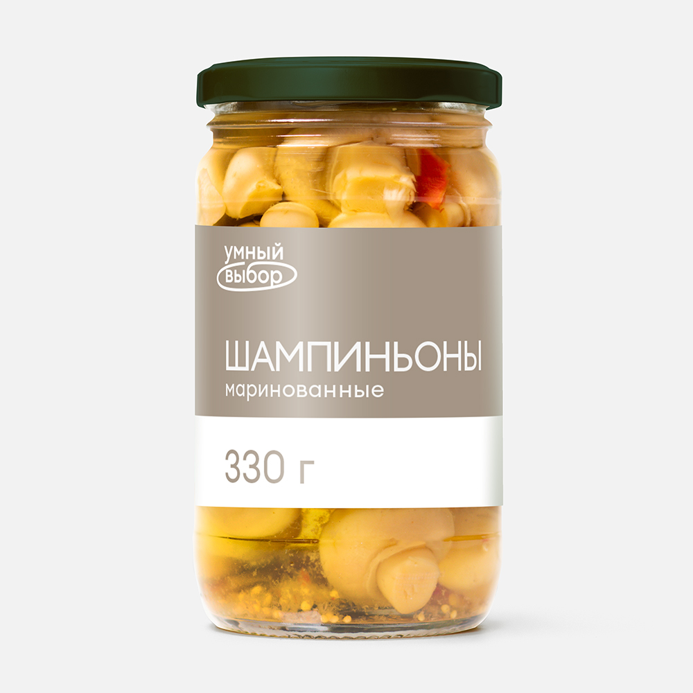 Шампиньоны Умный выбор маринованные, 330 г