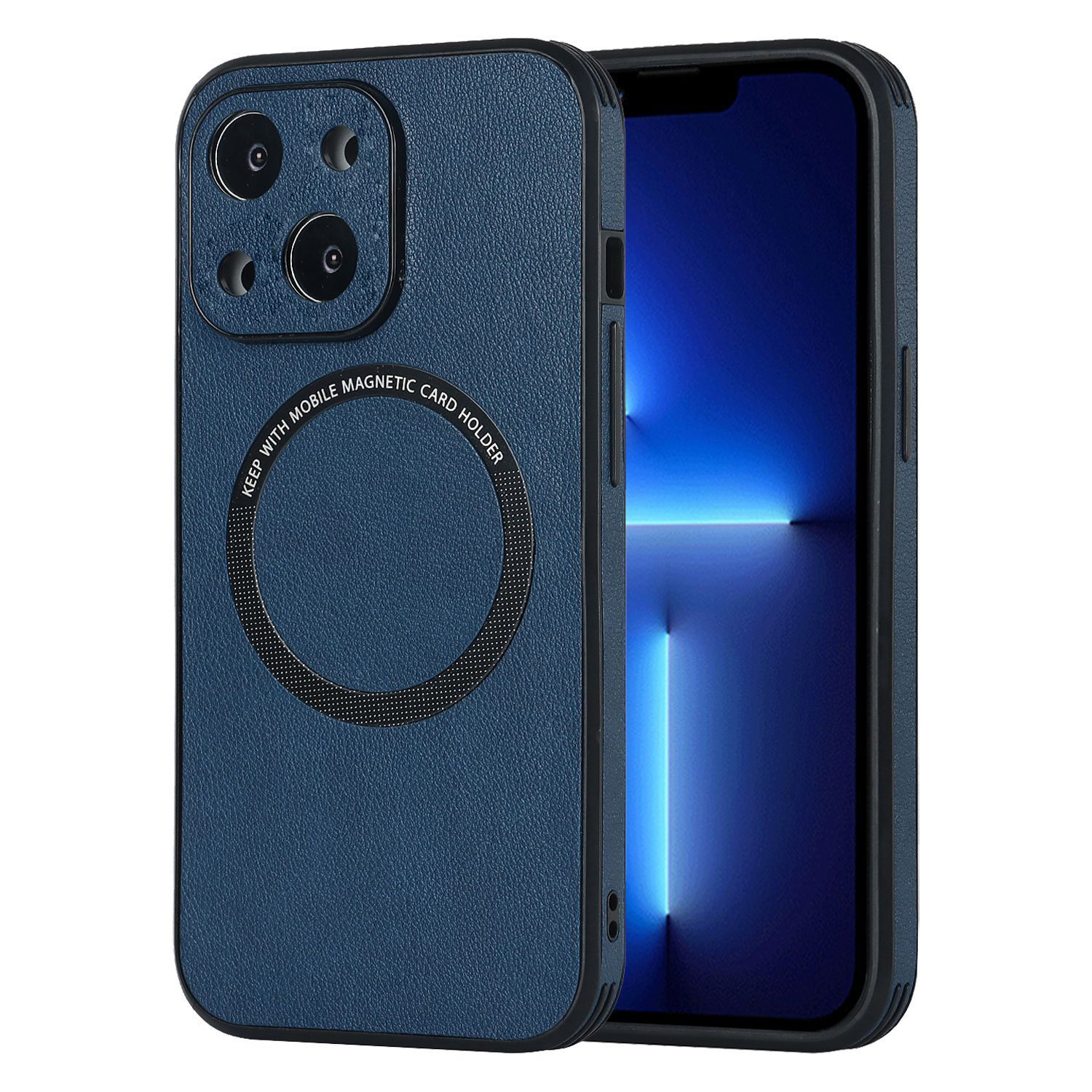 

Чехол силиконовый для iPhone 14 (6.1), Магнитный (MagSafe), экокожа, DU DU, синий