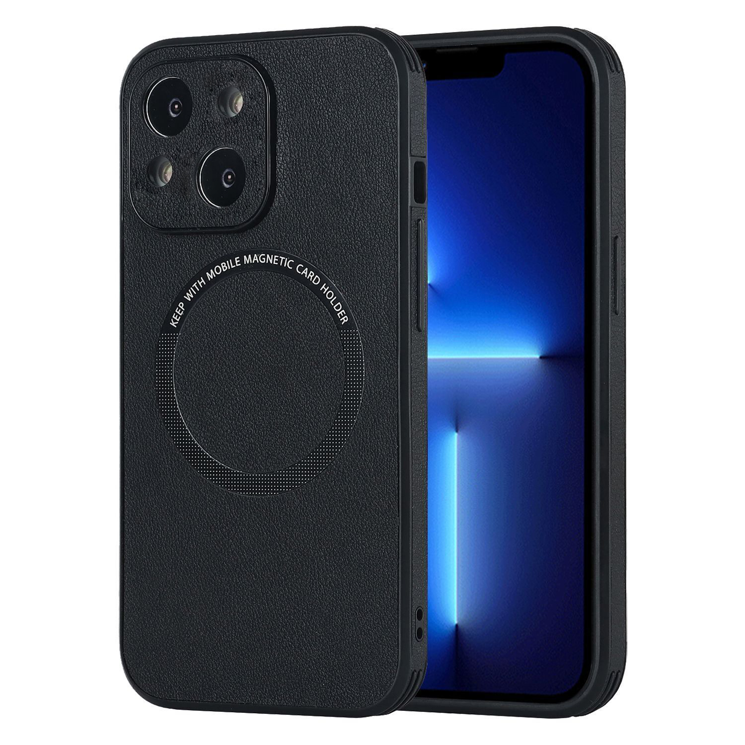 

Чехол силиконовый для iPhone 14 (6.1), Магнитный (MagSafe), экокожа, DU DU, черный