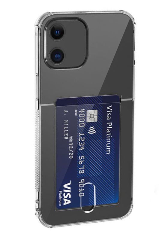 

Чехол силиконовый для iPhone 11 (6.1), с карманом для карты, микс, X-CASE, затемненный, Прозрачный