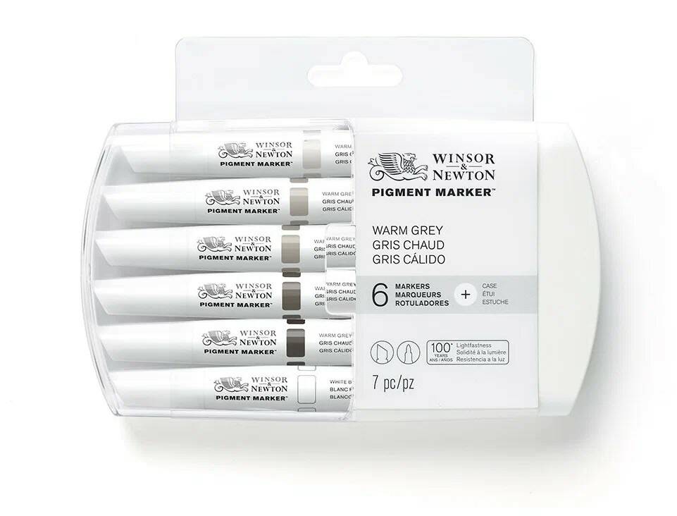 

Набор маркеров W&N Pigment Marker 6 штук оттенки серый теплый
