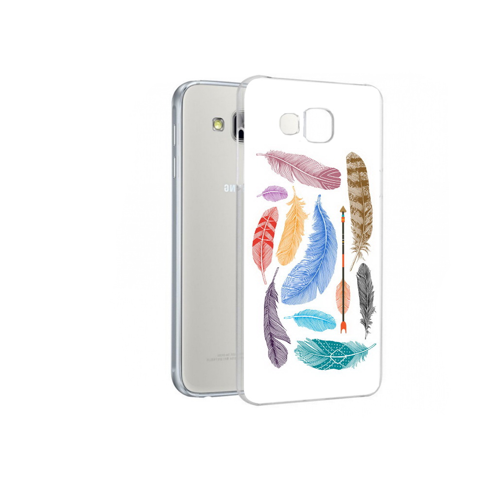 

Чехол MyPads Tocco для Samsung Galaxy A7 разноцветные перья, Прозрачный, Tocco