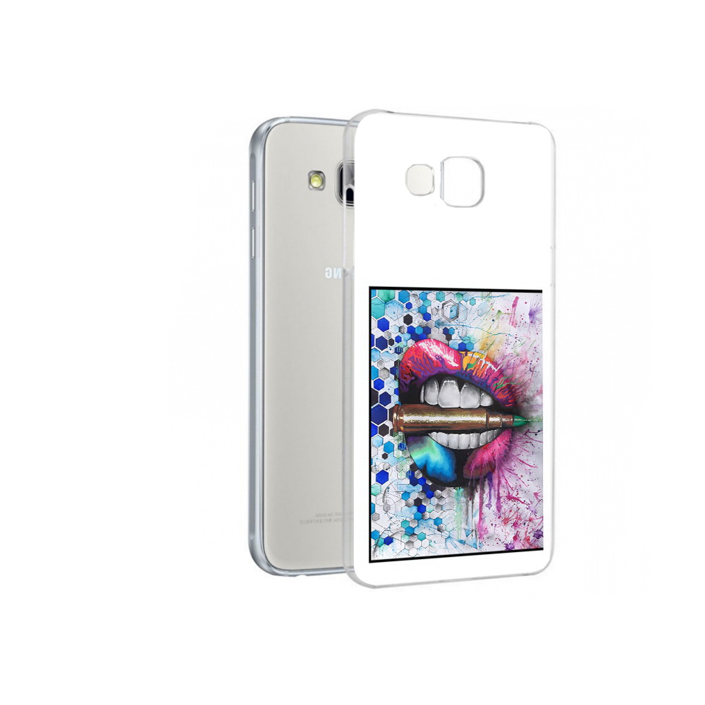 

Чехол MyPads Tocco для Samsung Galaxy A7 разноцветные губы с пулей, Прозрачный, Tocco