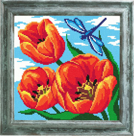 

Borovsky&Sons (страмин), Чарiвниця, Красные тюльпаны, 25*25 см
