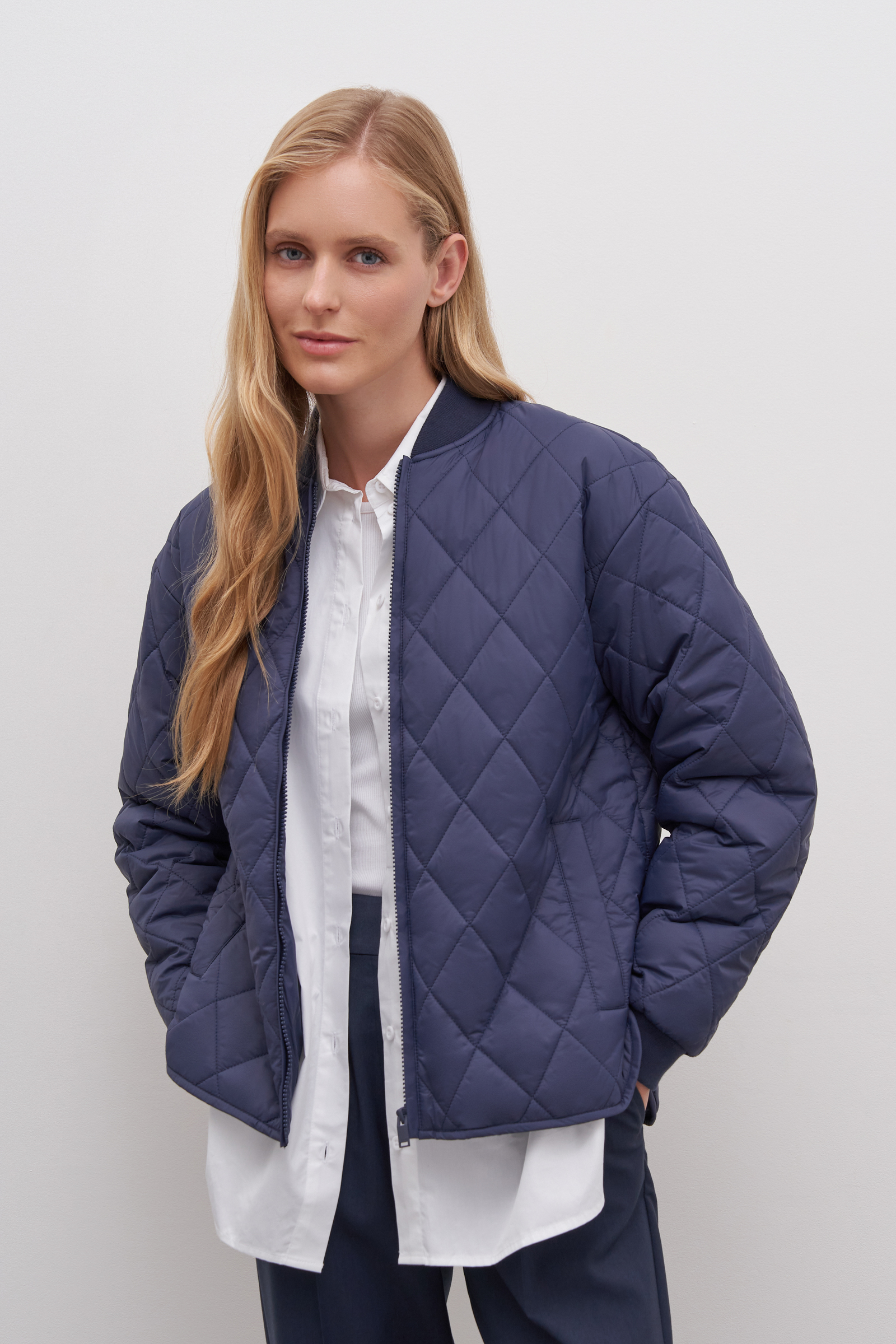 

Бомбер женский Finn Flare FAB11098 синий XL/2XL, FAB11098