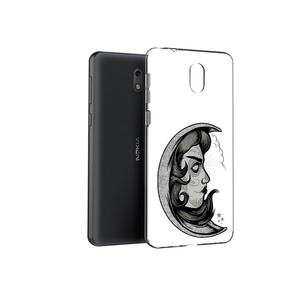 

Чехол MyPads Tocco для Nokia 6 черно белая луна с лицом (PT60992.93.680), Прозрачный, Tocco