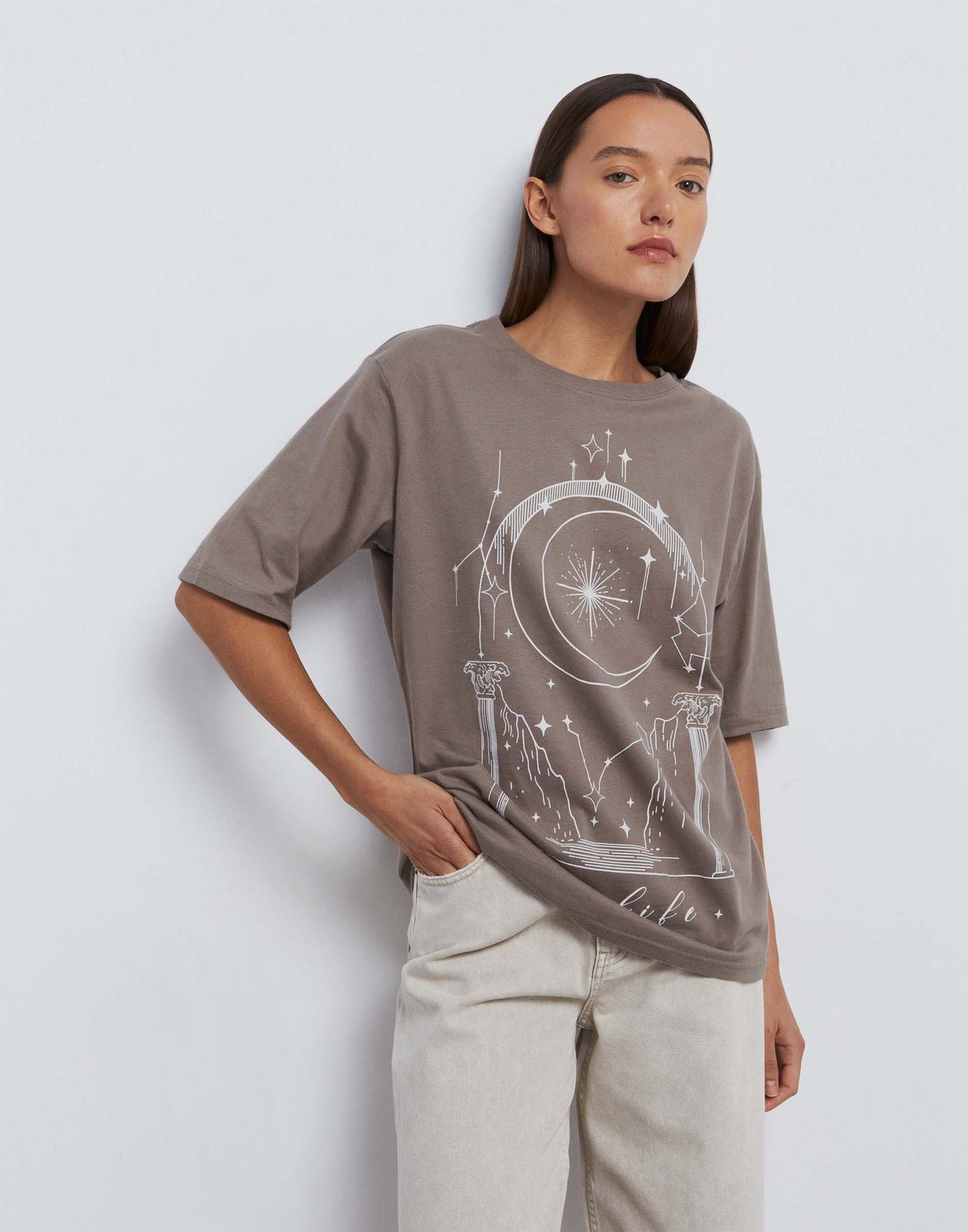 

Футболка женская Gloria Jeans GKT025916 коричневый XXS/158, GKT025916