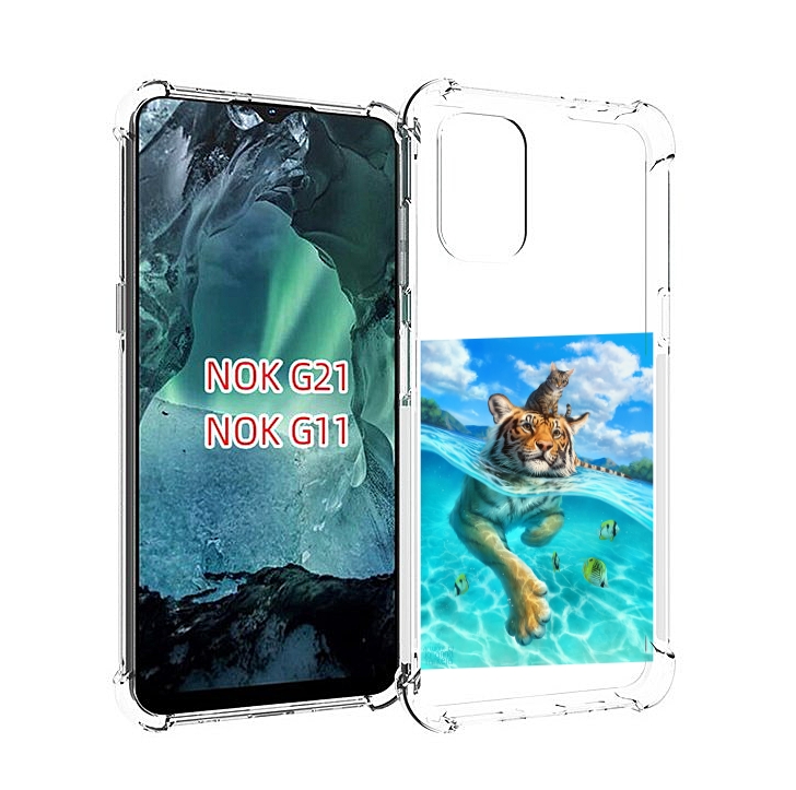 

Чехол Mypads Кот-На-Тигре Для Nokia G11/G21, Прозрачный, Tocco