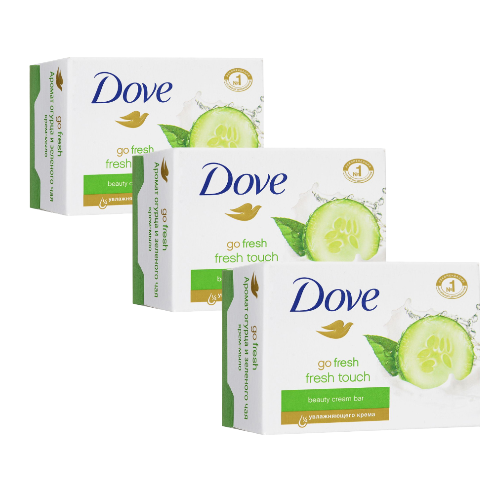Мыло Dove go fresh прикосновение свежести огурец 135 г 3 шт туалетное мыло dove прикосновение свежести 100 г