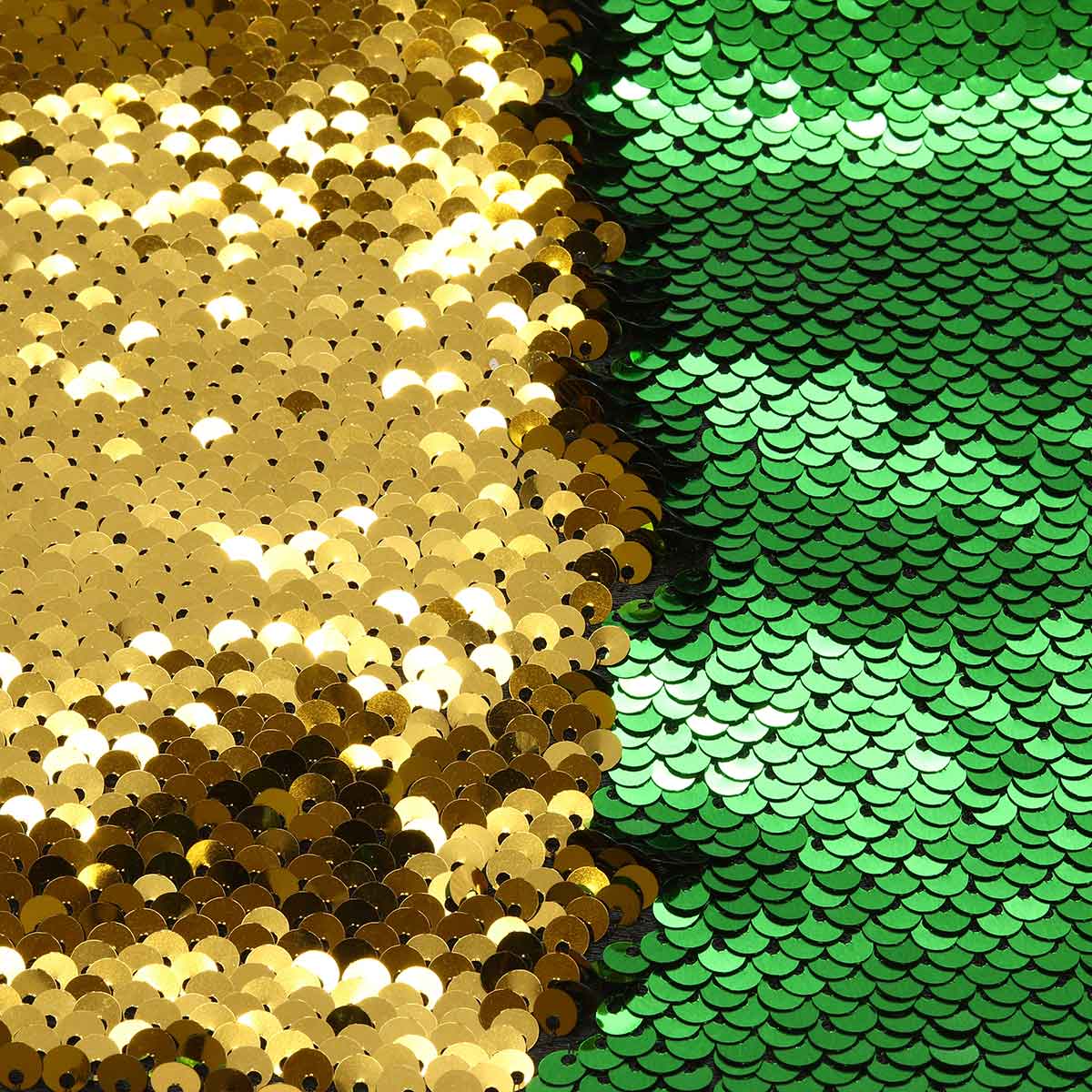 Ткань с двухсторонними пайетками, зеленый/золото, 65*50см Астра Астра 7728257