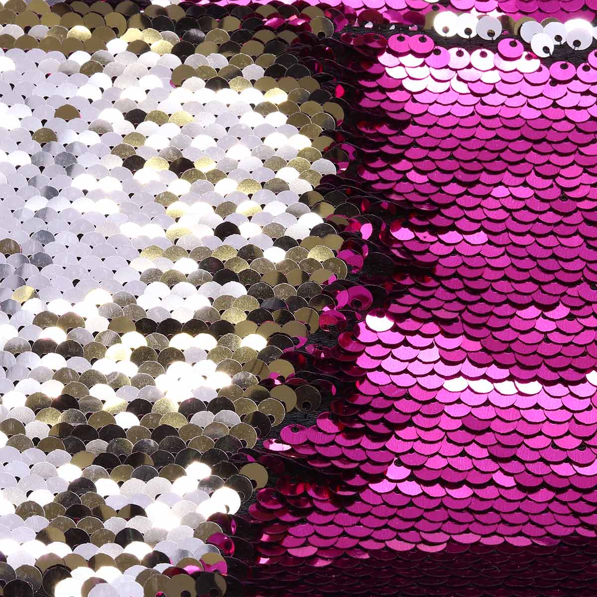 Ткань с двухсторонними пайетками, ярко-розовый/серебро, 65*50см Астра 7728254
