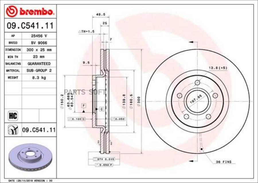 

Тормозной диск brembo 09C54111