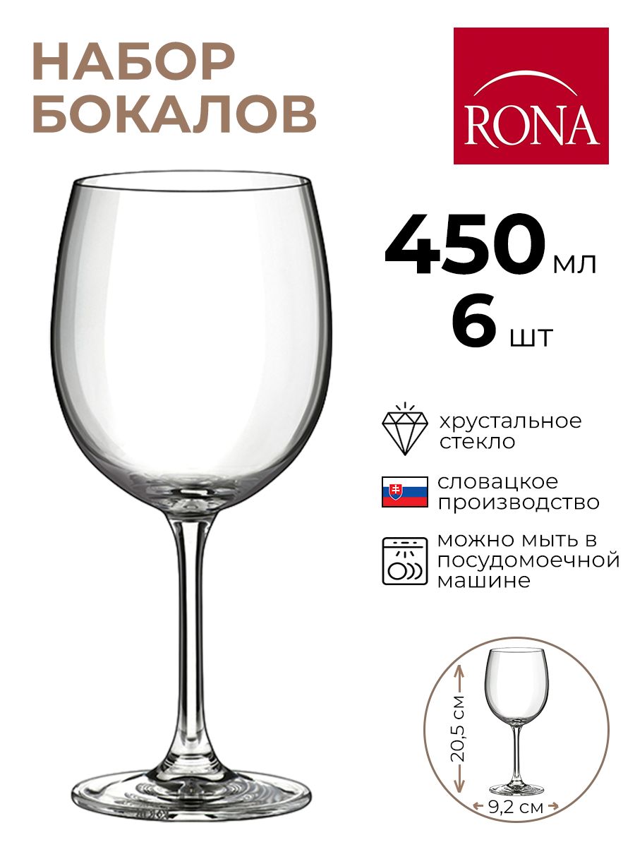 

Набор бокалов Rona 6шт 450мл, Прозрачный