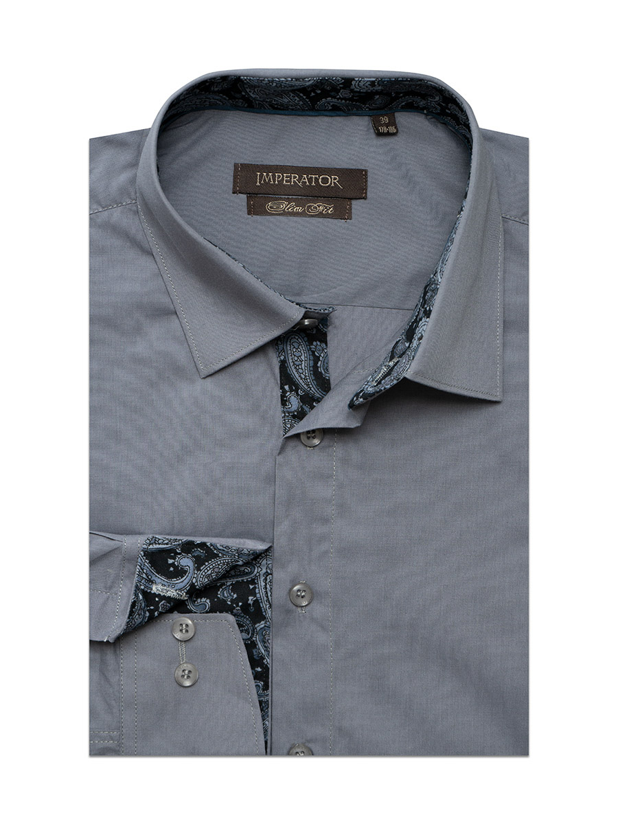 

Рубашка мужская Imperator Steel-Grey-F sl. серая 43/170-178, Серый, Steel-Grey-F sl.