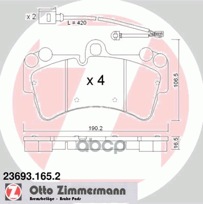 

23693.165.2_колодки дисковые передние диск 18' VW Touareg 2.5TDi/3.2i V6/4.2i V8/5.0 V10 0