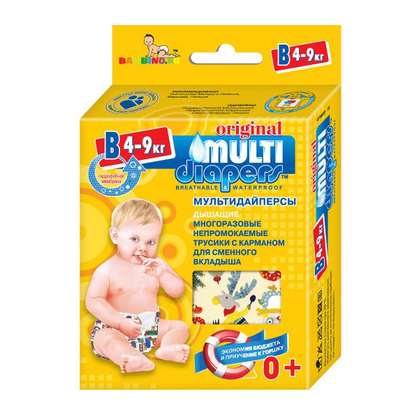 

Подгузники-трусики Multi Diapers многоразовые непромокаемые р 2 4-9 кг в ассортименте