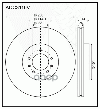 

ADC3116V_диск тормозной передний Dacia Duster 1.5D 10>, Renault Megane 1.2-2.0/1.5D-1.9D 0